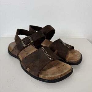 Eddie Bauer Women Sandals Brown Leather Cork Comfort Adjustable 7.5 Casual Boho